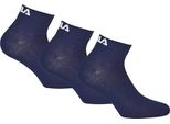 Fila Quarter Socks Unisex, 3 Paia - Calzini Corti, Sportivi, Con Logo, Tinta Unita, 35-46 Navy 35-38 (3-5 Uk)