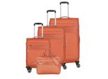 Travelite Miigo 4W Set Trolley L / M / S + Borsa Da Tavolo Rosso Zafferano 76Cm