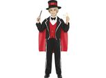 Costume Da Mago Classico Da Palcoscenico Per Bambini Con Mantello E Cappello A Cilindro Abbigliamento Elegante Carnevale Del Xix Secolo, Taglia: 128/134 Colore: Nero