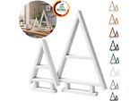Floranica Albero Di Natale In Legno Fatto A Mano Set Da 2 - Bianco, Decorazione Natalizia Da Tavolo, Espositore Decorativo Per Natale Ornamento
