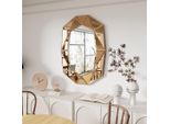Wisfor Specchio Da Parete Grande Design A Diamante, Specchio Da Bagno Marrone Specchio Decorativo Da Parete, Specchio Di Vetro Per Bagno, Soggiorno, Corridoio 100×72 Cm