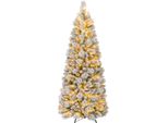 Costway Albero Di Natale Artificiale Da 180 Cm Con Luci, Albero Di Natale Pop-Up Con 170 Luci Led Bianco Caldo E 517 Punte Di Rami, Albero Di Natale Floccato