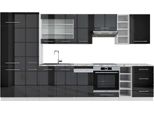 Vicco Cucina Componibile Fame-Line, 355 Cm , Pt Marmo, Antracite Lucido/Bianco/Bianco