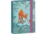Ars Una Scatola Porta Quaderni A5, Cartella Porta Quaderni A5 Per Cartella, Con Elastico E Alette Interne, My Secret Garden 24 - Daino, Verde-Rosa-Marrone, Per Bambine
