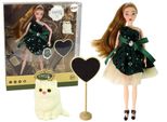 Bambola Emily Con Gatto Bianco In Legno