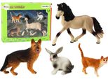 Set Di Figurine Di Animali Cavallo Cane Coniglio Gatto 4 Pezzi