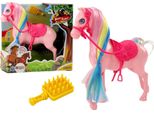 Statuetta Di Cavallo Con Criniera Colorata E Sella A Spazzola Rosa