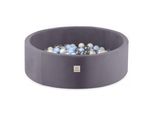Misioo Piscina Di Palline Amichevoli Per Bambini Da 1 Anno - Piscina Rotonda Di Palline In Velluto Per Bambini Con 200 Palline - Perfetta Per I Bambini - 90X30Cm - Grigio: Argento/Perla/Azzurro