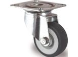 Ruota Girevole Ø 75 Mm Grigio Portata 75 Kg Con Piastra Avvitabile Termoplastica. Elastomero 95° Shore A