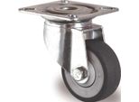 Ruota Girevole Ø 100 Mm Portata 100 Kg Con Piastra Avvitabile Gomma Grigia
