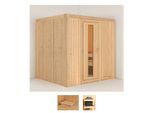 Sauna KARIBU Dima, beige (naturbelassen), ohne Ofen, (ohne Ofen), Saunen, ohne Ofen