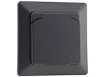 Presa Di Corrente Chilitec Milos Con Contatto Di Terra IP44 250V~/16A, Con Cornice, Da Incasso, Antracite