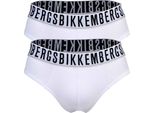 Slip Uomo Bikkembergs Confezione 2 Pezzi Elastico A Vista Cotone Elasticizzato Underwear Articolo BKK1USP01BI Bipack Briefs, White, M - Eu M - Us S - Fr 3, Cotone 95%,Spandex 5%