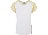 DáMské TričKo Urban Classics Ladies Contrast Raglan Tee White/Softyellow - 3XL
