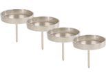 Portacandele In Alluminio Per Candele A Colonna Set Di 4 - 8 Cm In Argento - Portacandele In Metallo Per Candele A Sfera - Tappo Per Candele Per L'avvento E Le Decorazioni Natalizie