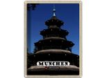 Vianmo Insegna Di Latta 40X30 Cm MüNchen Chinesischer Turm Baukunst