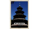 Vianmo Insegna In Legno 18X12 Cm MüNchen Chinesischer Turm Baukunst