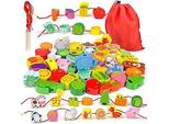 Gioco Di Infilatura In Legno Giocattolo Educativo 42Pcs Perline Di Legno Regali Per Bambini