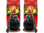Yerba Mate Verde Set Per Due - Mate Verde Mas Energia Guarana 2X200G Tè Mate - Mate Mug Marmol X2 - Bombilla Liza 19Cm X2 - Tè Mate Vegan
