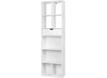 Libreria A 8 Scomparti - Mobile Multifunzionale - Semplice Ed Elegante - Bianco Moderno - 50 X 24 X 168 Cm