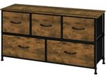 Mobile Tv Con 5 Cassetti - Mobile Contenitore Con Piano In Legno E Struttura In Metallo - Per Il Soggiorno, La Camera Da Letto O Il Corridoio - Look Vintage In Legno - 100X54X30 Cm - Stabile E Salvaspazio