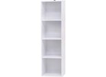 Libreria 4 Scomparti - Armadio Portaoggetti - Bianco - 30X24X106 Cm