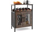 Mobile Bar Con Ripiano Portaoggetti, Mobile Wine Bar, Mobile Per Bevande Con Portabottiglie E Portabicchieri Estraibili, Mobile Buffet Industriale Per La Cucina