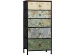 Cassettiera Con 5 Cassetti - Credenza Con Struttura In Legno Vintage E Metallo - Per La Camera Da Letto, Il Soggiorno O Il Corridoio - Leggera E Robusta - Mobile Contenitore Con Piano - 45,5 X 95,5 X 30 Cm - Motivo Floreale
