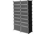 Scarpiera - Scarpiera A 16 Cubi Con Anta - Contenitore Modulare Per Scarpe - Armadio In Plastica - Mobili Flessibili Per Scarpe - Per Corridoio, Camera Da Letto O Soggiorno - Nero - 94X160X35 Cm