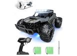 Auto Telecomandata 1:16 Con Fari E Illuminazione Del Telaio, Monster Truck Rc Fuoristrada Da 2,4 Ghz, 2 Batterie Ricaricabili Per 60 Minuti.