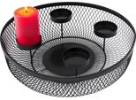 Corona Dell'avvento In Metallo Nero - 34 Cm - Portacandele Dell'avvento Con Cestino
