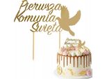 Decorazione Cake Topper Prima Comunione Colomba Dorata