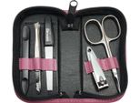 Set Da 5 Pezzi Per Manicure In Vera Pelle - Germany | Solingen Strumenti In Astuccio Berry
