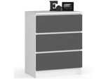 Comò K60 3 Cassetti Bianco Grigio Grafite