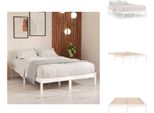 Vidaxl Letto In Legno Massiccio Bianco 135X190 Cm - Letti E Reti