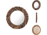 Vidaxl Specchio Da Parete 60 Cm Tondo In Teak - Specchio