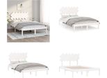 Vidaxl Letto In Legno Massiccio Bianco 135X190 Cm - Struttura Letto - Letto - Letto In Legno