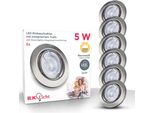 B.K.Licht Led Einbauleuchte "6Er Set Einbaustrahler, Dimmbar, Schwenkbar, Led Einbauspots", Silber (Silberfarben), 6, Ø 8,6Cm, 6 Stk., Leuchten, 3.000K, 400Lm, 5,5W, Kunststoff, 8,6 X 7 Cm, Nickel, Led Einbaustrahler Led Deckeneinbaustrahler