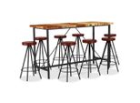 Vidaxl Set Da Bar Da 9 Pezzi Legno Massiccio Riciclato E Vera Pelle
