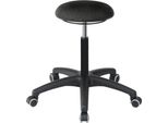 Sgabello Girevole Con Rotelle Rivestimento In Tessuto Nero Altezza Seduta 470-600 Mm