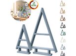 Floranica Albero Di Natale In Legno Fatto A Mano Set Da 2 - Grigio, Decorazione Natalizia Da Tavolo, Espositore Decorativo Per Natale Ornamento