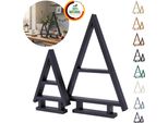 Floranica Albero Di Natale In Legno Fatto A Mano Set Da 2 - Nero, Decorazione Natalizia Da Tavolo, Espositore Decorativo Per Natale Ornamento Display