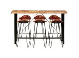 Vidaxl Set Da Bar 7 Pezzi In Legno Massiccio Di Acacia E Vera Pelle