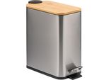 Cestino Per Rifiuti Bremermann Con Coperchio In Bambù, Cestino Per Rifiuti Da Bagno Con Chiusura Soft-Close, 5 L,