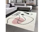 Tappeto Di Design Con Motivi Astratti In Rosa Crema Dimensioni - 120X170 Cm