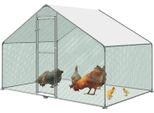 Sessamen-Lp Pollaio Recinto Per Polli Ruspanti Recinto Per Esterni Pollaio Con Tetto Di Protezione Solare In Pe Gabbia Per Polli Con Serratura Struttura In Acciaio Zincato Gabbia Per Animali Domestici (3X2X2M)