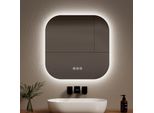 Specchio Da Bagno Emke Led 50 X 50 Cm Specchio Da Bagno Senza Nebbia, Specchio Da Bagno A 3 Colori Luminosi Con Interruttore A Sfioramento, Specchio Da Parete Dimmerabile Con Funzione Di Memoria