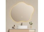 Emke Specchio Da Bagno A Led 50 X 45 Cm Specchio Da Bagno Con Antiappannamento, 3 Colori Di Luce Specchio Da Bagno Irregolare, Specchio Da Parete Dimmerabile Con Funzione Di Memoria