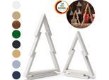 Floranica Set 2 Alberi Di Natale Bianchi In Legno Di Pino Addobbi Natalizi Minimalisti