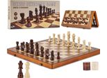 Vevor Set Di Scacchi Magnetici In Legno, Set Di Scacchi E Dama 2 In 1, Scacchiera Pieghevole Per Adulti E Bambini, Set Di Scacchi Portatile Da Viaggio Per Tornei, Principianti Professionisti